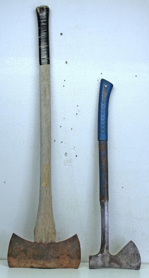 Old 2 Blade Axe with 33" Handle and Estwing...Axe with 24" Handle...