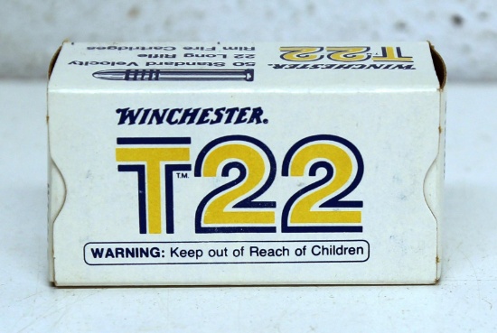 Full Vintage Box Winchester T22 .22 LR Cartridges Ammunition...