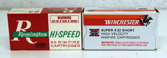 Two Full Vintage Boxes .22 Short Cartridges Ammunition - Remington and Winchester...