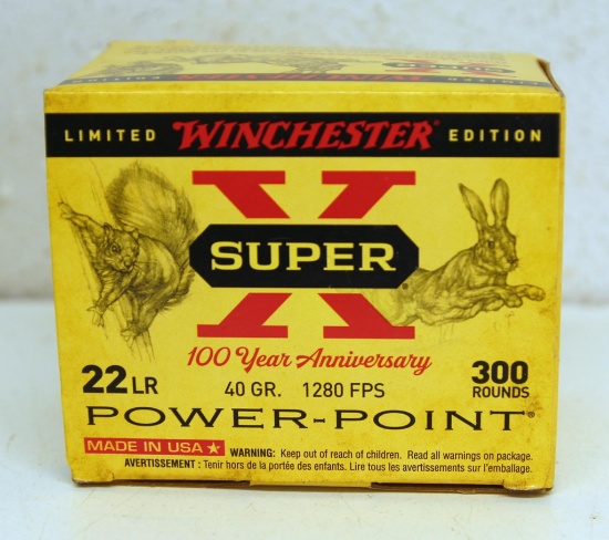 Full Box 300 Winchester Super-X Limited Edition 100 Year Anniversary .22 LR Cartridges Ammunition...
