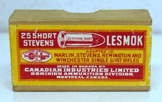 Full Vintage Two Piece Box C-I-L .25 Stevens Short Rimfire Cartridges Ammunition...
