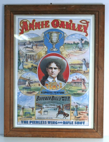 Annie Oakley Buffalo Bill's Wild West Poster Reprint 1998 in 24" x 32" Frame... ...