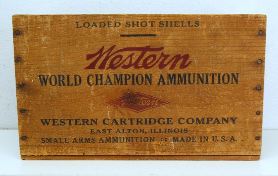 Western Super-X World Champion Ammunition 12 Ga. Shotshell Wooden Ammo Box...