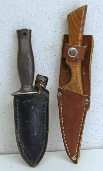2 Fixed Blade Knives with Leather Sheaths - Little Smoky Toothpick Smoky Mountain Knife Works 6 3/4"