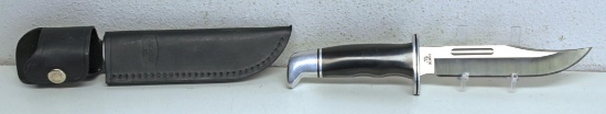 Buck Model 119 Fixed Blade Hunting Knife with Leather Sheath, 6" Blade, 10 1/2" Overall, Never Used.