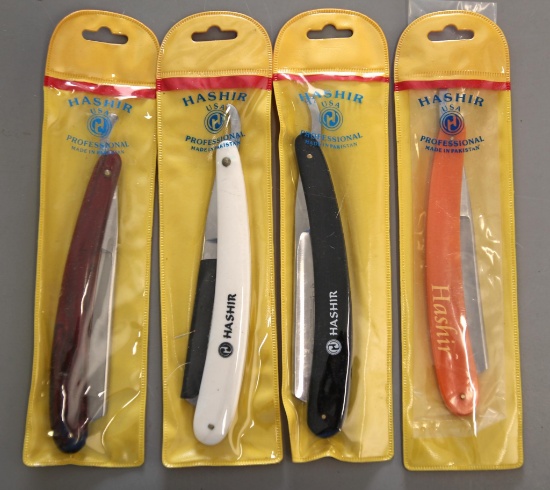 Set of Four Professional Hashir...USA Straight Razors, Made in Pakistan, Unused...