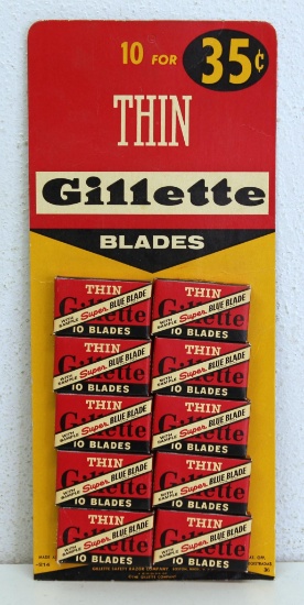 Gillette Razor Blades Cardboard Point of Sale Wall Display, 11 5/8" x 5", Unopened, Complete with 10