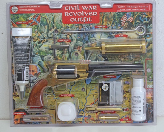 CVA Civil War Revolver Outfit 1858 Remington Army .44 Cal. Brass Frame Black Powder Revolver with