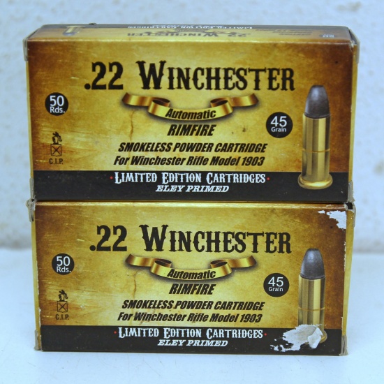 Two Full Boxes Limited Edition .22 Winchester Automatic Rim Fire 45 gr. Cartridges Ammunition for