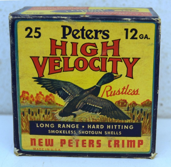 Full Vintage Box Peters High Velocity 12 Ga. 2 3/4" 6 Shot Shotshells Ammunition...