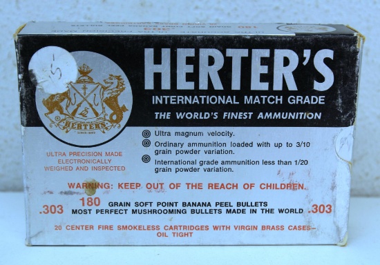 Full Box Herter's International...Match Grade .303 180 gr. SP Cartridges Ammunition...