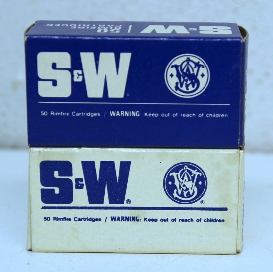 Two Full Boxes S&W .22 LR Cartridges Ammunition - 1 Standard Velocity, 1 Max Velocity...