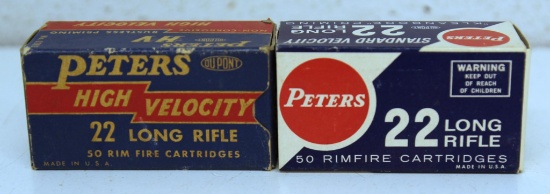 Two Different Full Vintage Boxes Peters .22 LR Cartridges Ammunition...