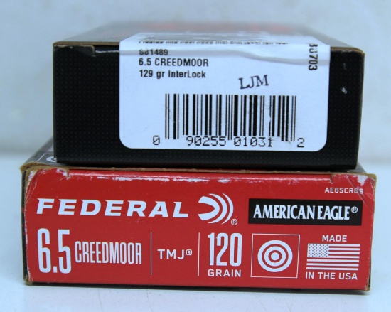Full Box Federal 6.5 Creedmoor 120 gr. and Full Box Hornady TAP 6.5 Creedmoor 129 gr. Cartridges