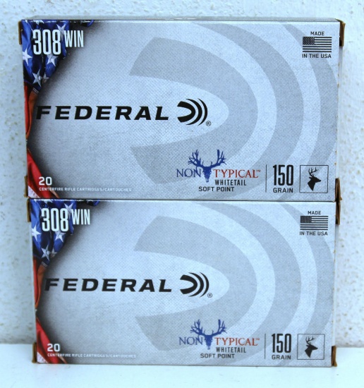 Two Full Boxes Federal .308 Win. 150 gr. Cartridges Ammunition...