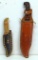 2 Handcrafted Bowie Knives with Leather Sheaths - 9 3/4