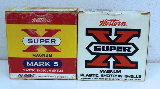 Full Vintage Box Western Super X 12 Ga. 2 3/4" 2 Shot and Full Box Western Super X Mark 5 12 Ga. 3"
