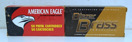 Two Full Boxes .45 Automatic 230 gr. FMJ Cartridges Ammunition - 1 American Eagle, 1 Blazer...