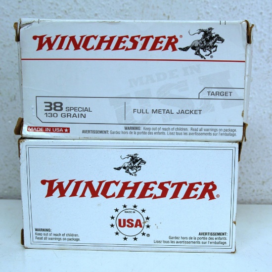 Full Box of 100 and Full Box of 50 Winchester .38 Special 130 gr. FMJ Cartridges Ammunition...