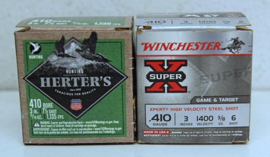 Full Box Winchester Super X .410 Ga. 3" 6 Shot and Full Box Herter's .410 Ga. 3" 7 1/2 Shot Shotgun