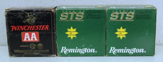 Three Full Boxes 20 Ga. 2 3/4" 8 Shot Shotgun Shells Ammunition - 1 Winchester AA, 2 Remington