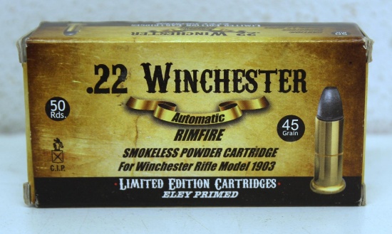 Full Box Limited Edition .22 Winchester Automatic Cartridges Ammunition for Winchester Model 1903...
