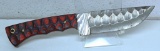 Handmade Damascus Steel Fixed Blade Hunting Knife and Sheath with custom wood, bone, horn or resin