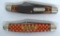 2 Vintage Pocket Folding Knives - Schrade Walden Old Timer 3 Blade and Kutmaster Utica Purina