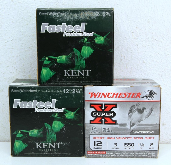 2 Full Boxes Kent Fasteel Precision Steel 12 Ga. 2 3/4" BB Shot and Full Box Winchester 12 Ga. Steel