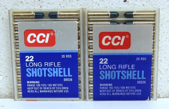 2 Packs of 20 CCI .22 LR Shotshells...Cartridges Ammunition...