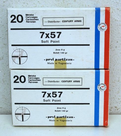 2 Full Boxes Prvi Partizan...7x57 SP Cartridges Ammunition...