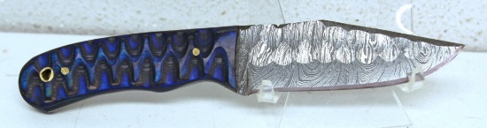 Handmade Damascus Steel Fixed Blade Hunting Knife and Sheath with custom wood, bone, horn or resin