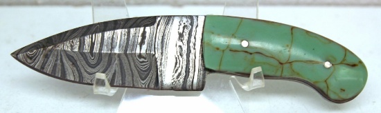 Handmade Damascus Steel Fixed Blade Hunting Knife and Sheath with custom wood, bone, horn or resin