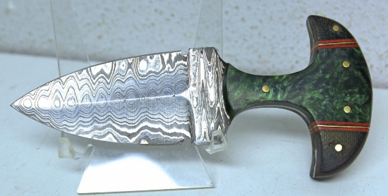 Handmade Damascus Steel Fixed Blade Hunting Knife and Sheath with custom wood, bone, horn or resin