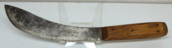 Old J Russell & Co. Green River Works Butcher Knife with 5 Pin Handle, 7 1/8" Blade, 11 1/2"