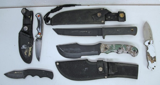 Mixed Box Lot Knives - Cold Steel Recon Tonto with Sheath, Lg Hunting with Sheath Marked China,