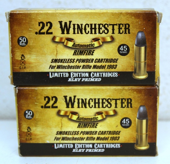 2 Full Boxes Limited Edition .22 Winchester Automatic Rim Fire .45 gr. Cartridges Ammunition...