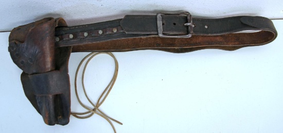 3 Holsters and Belts - Early Leather Holster & Cartridge Belt Modern Black Powder Black Leather