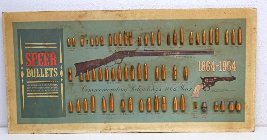 1964 Commemorating Reloading's 100th Year Speer Bullet Board, 19 1/2", 9 1/2", Some Soiling and