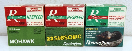 6 Different Full Vintage Boxes Remington .22 LR Cartridges Ammunition...
