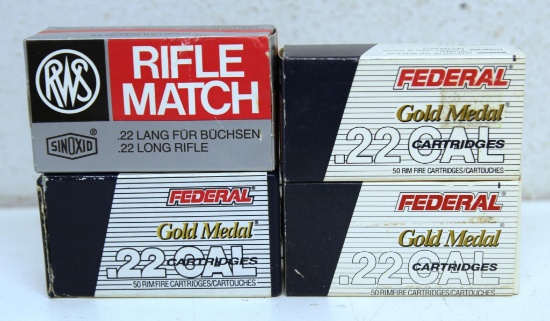2 Different Full Boxes Federal Gold Medal .22 LR, 1 Full Box Federal Gold Medal Ultra Match .22 LR,