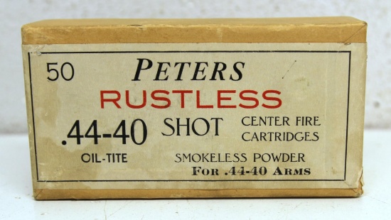 Full Vintage Two Piece Box Peters Rustless .44-40 Shot Cartridges Ammunition...