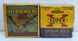 2 Different Full Vintage Boxes Shotgun Shells Ammunition - Federal High Power 16 Ga. and Western