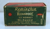 Full Vintage Box Remington .22 Hornet 45 gr. SP Cartridges Ammunition...
