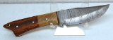 Handmade Damascus Steel Fixed Blade Hunting Knife and Sheath with custom wood, bone, horn or resin