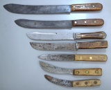 7 Old Butcher Knives - 2 Longest are 10