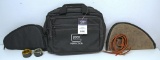 Box Lot - New Glock Perfection 2 Gun Case,...2 other Handgun Soft Cases, Leather Rifle Sling, Rifle