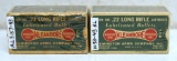 2 Full Vintage Remington Dog Bone Boxes .22 LR Cartridges Ammunition - Army Lots (5157-43 & 1053-43)