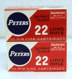 2 Full Vintage Boxes Peters High Velocity .22 LR Cartridges Ammunition...