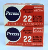 2 Full Vintage Boxes Peters High Velocity .22 LR HP Cartridges Ammunition